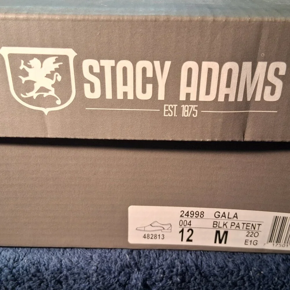 Stacy Adams Men's Black Patent Leather Tuxedo Cap Toe Oxford Wedding Shoes